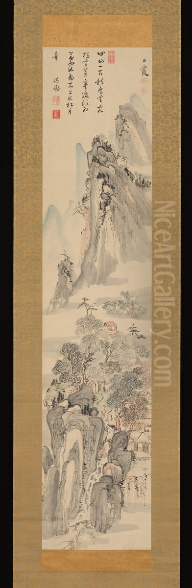 Autumn Landscape qiu jing shan shui tu (Shukei sansui zu) Oil Painting by Ike no Taiga