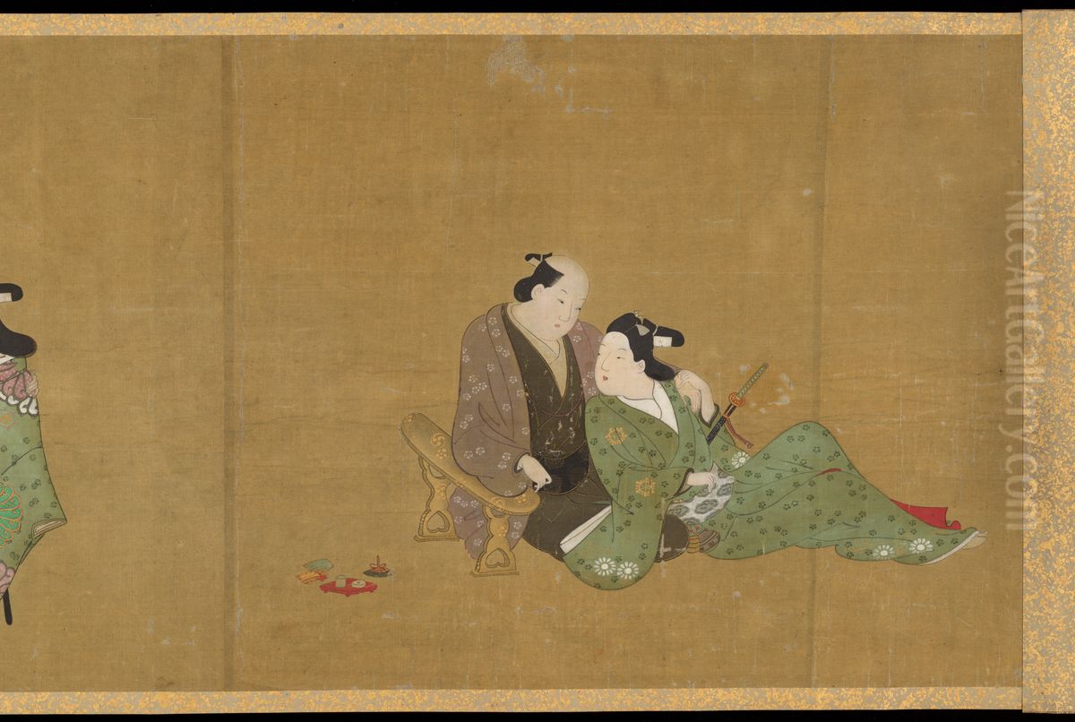 Handscroll of Ten Homoerotic (Nanshoku) Scenes Oil Painting by Miyagawa Choshun