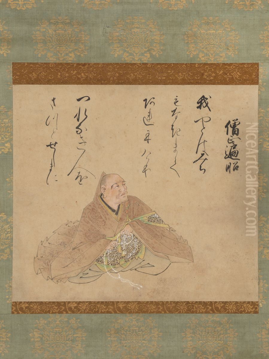 Archbishop Henjo (Sojo Henjo zu), from the Doon Version of the Thirty-Six Poetic Immortals Oil Painting by Iwasa Matabei