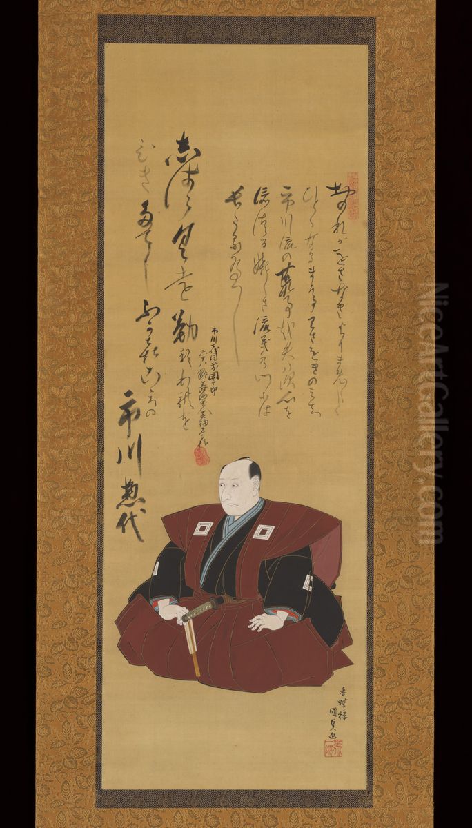 Memorial Portrait of the Actor Ichikawa Omezo I Oil Painting by Utagawa Kunisada