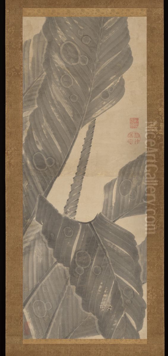 Banana Leaves Oil Painting by Ito Jakuchu