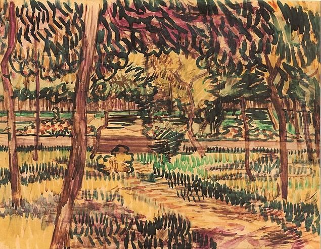 Trees in the Garden of the Asylum Oil Painting by Vincent Van Gogh