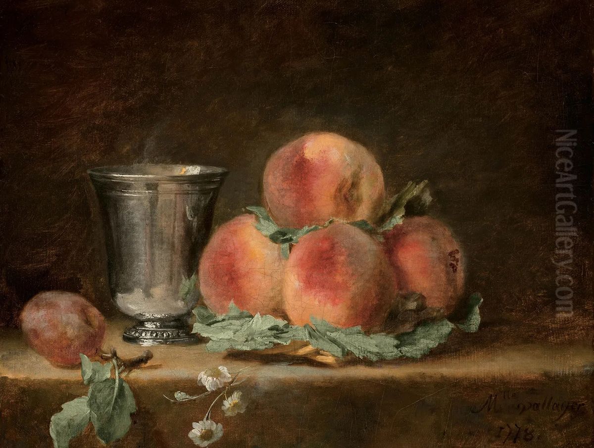 Still Life with Peaches and Silver Goblet Oil Painting by Anne Vallayer-Coster