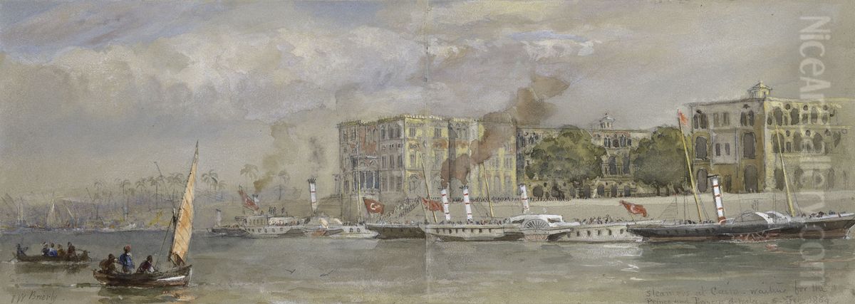 Kasr-el-Nil, the Viceroy's Palace, Cairo, 6 February Oil Painting by Sir Oswald Walters Brierly