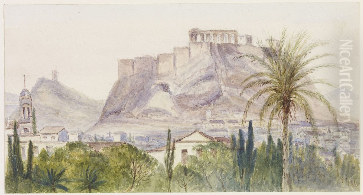 View from my window at Athens drawn at 7 o'clock in the morning Oil Painting by Alexandra of Denmark