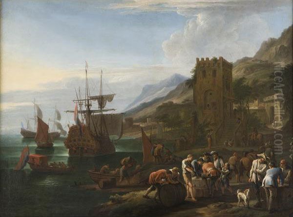 Veduta Di Un Porto Oil Painting by Luca Carlevarijs