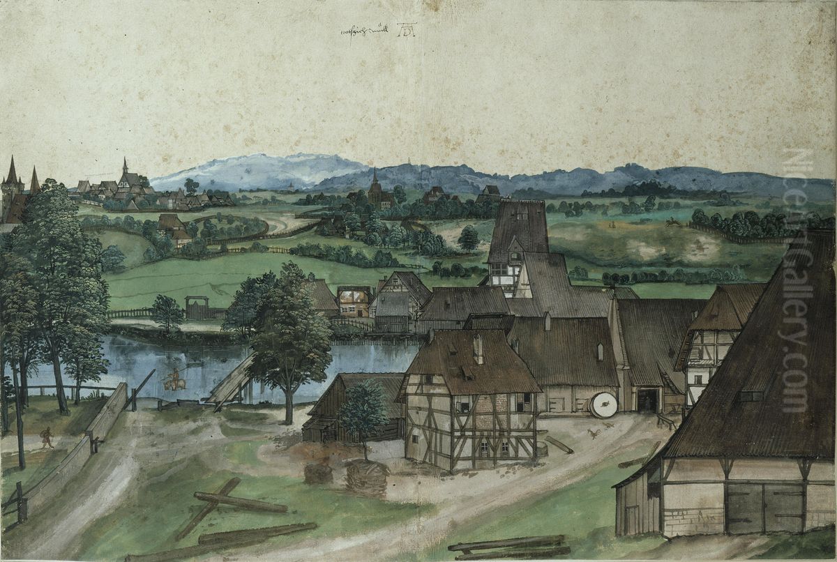 Wire drawing mill near Nyremberg Oil Painting by Albrecht Durer