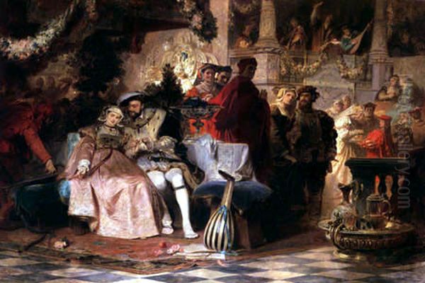 Henry VIII with Anne Boleyn at Cardinal Wolsey's ball Oil Painting by Karl von Piloty