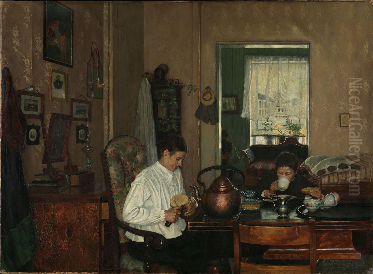 Frokost Oil Painting by Gustav Wentzel