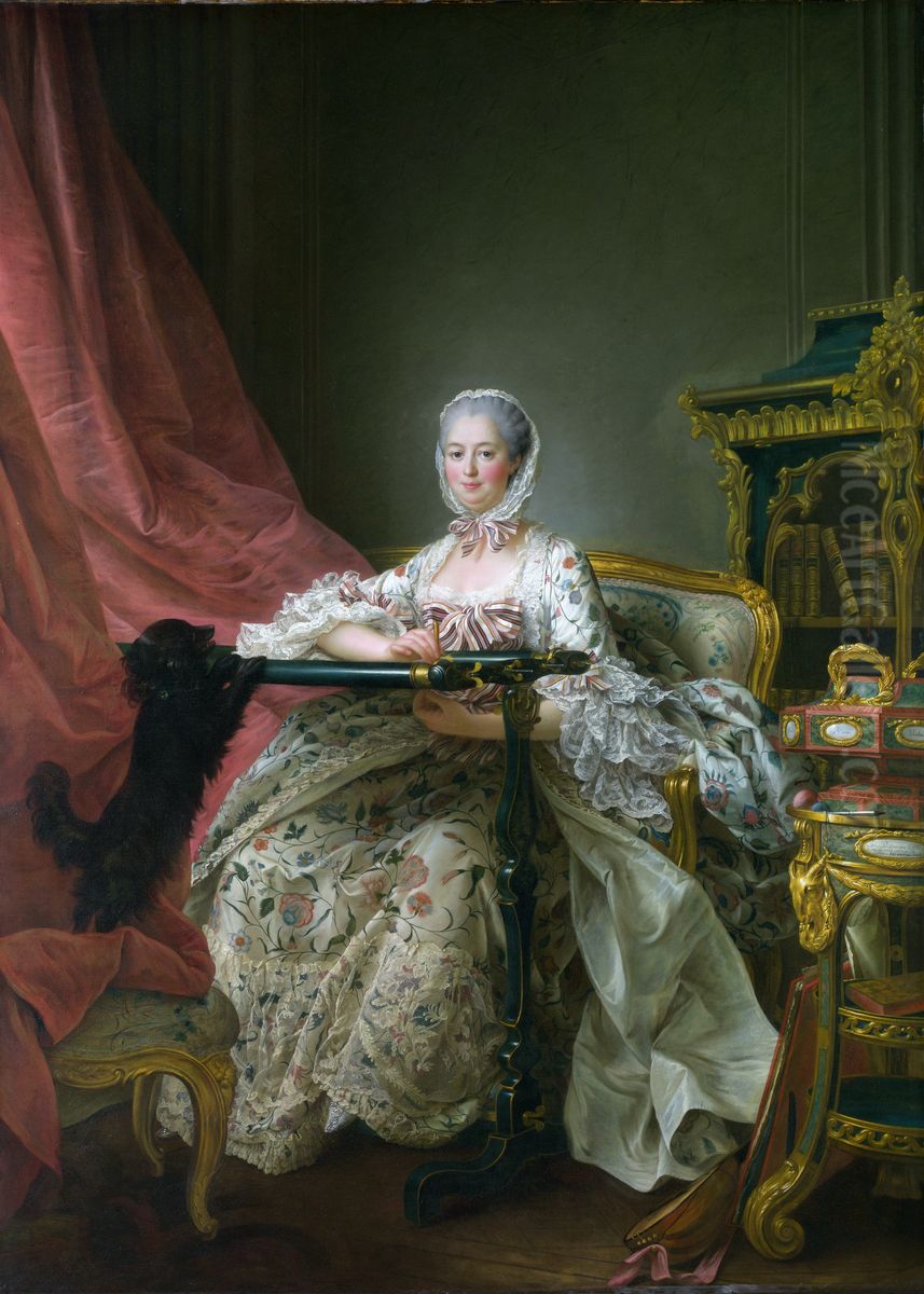 Portrait of Madame de Pompadour at her Tambour Frame Oil Painting by Francois-Hubert Drouais