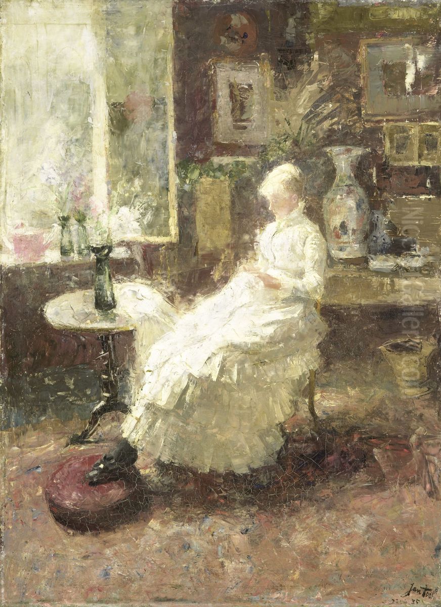 Portrait of Annie Toorop-Hall (1860-1929) Oil Painting by Jan Toorop