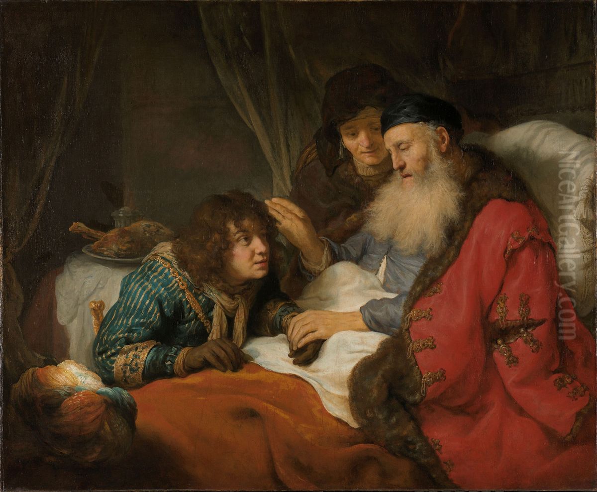 Isaac Blessing Jacob Oil Painting by Govert Flinck