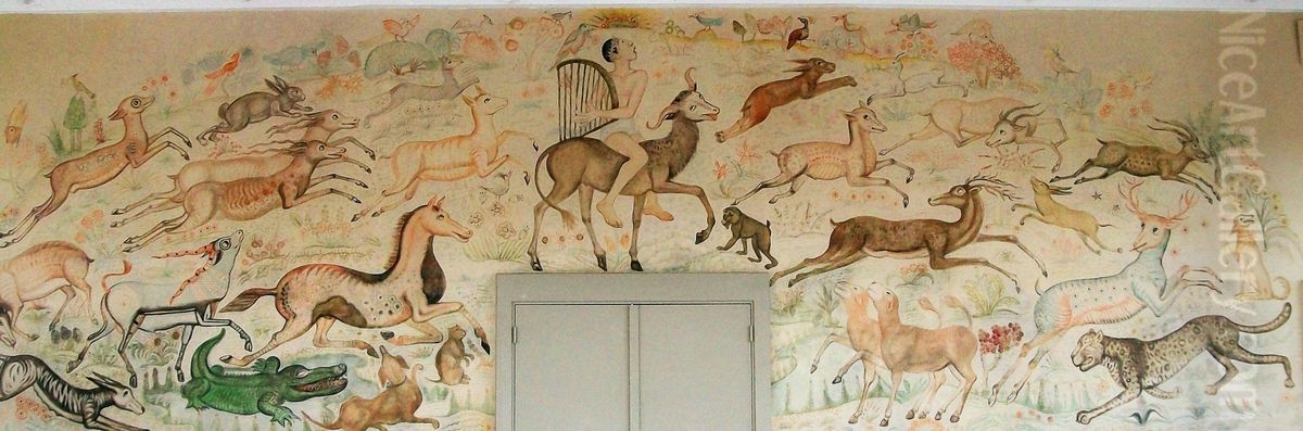 Orpheus with the animals Oil Painting by Anita Ree