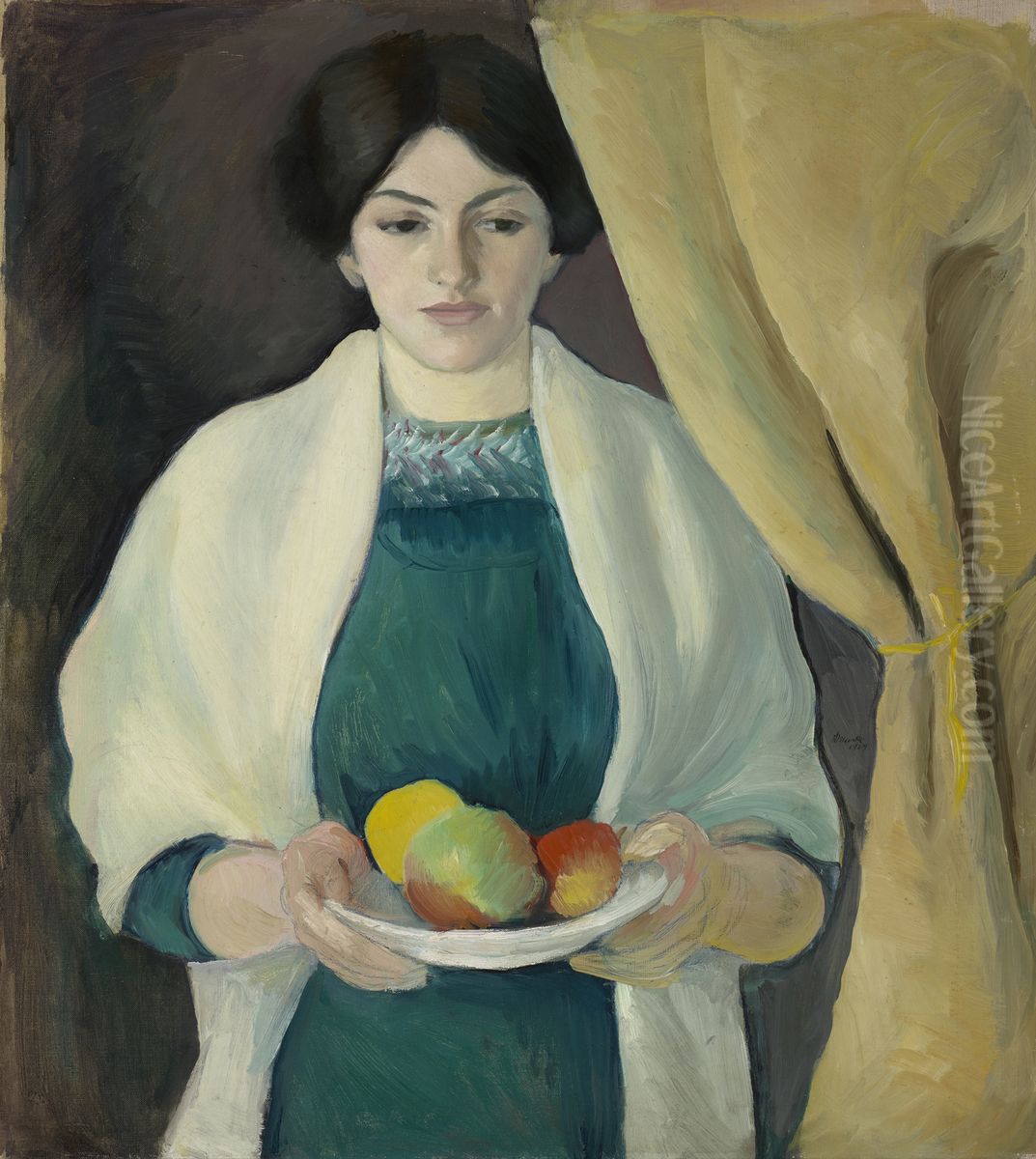 Portrait with Apples (Portrait of the Artist's Wife) Oil Painting by August Macke