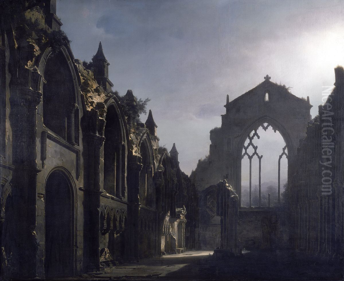 The Ruins of Holyrood Chapel Oil Painting by Louis Daguerre