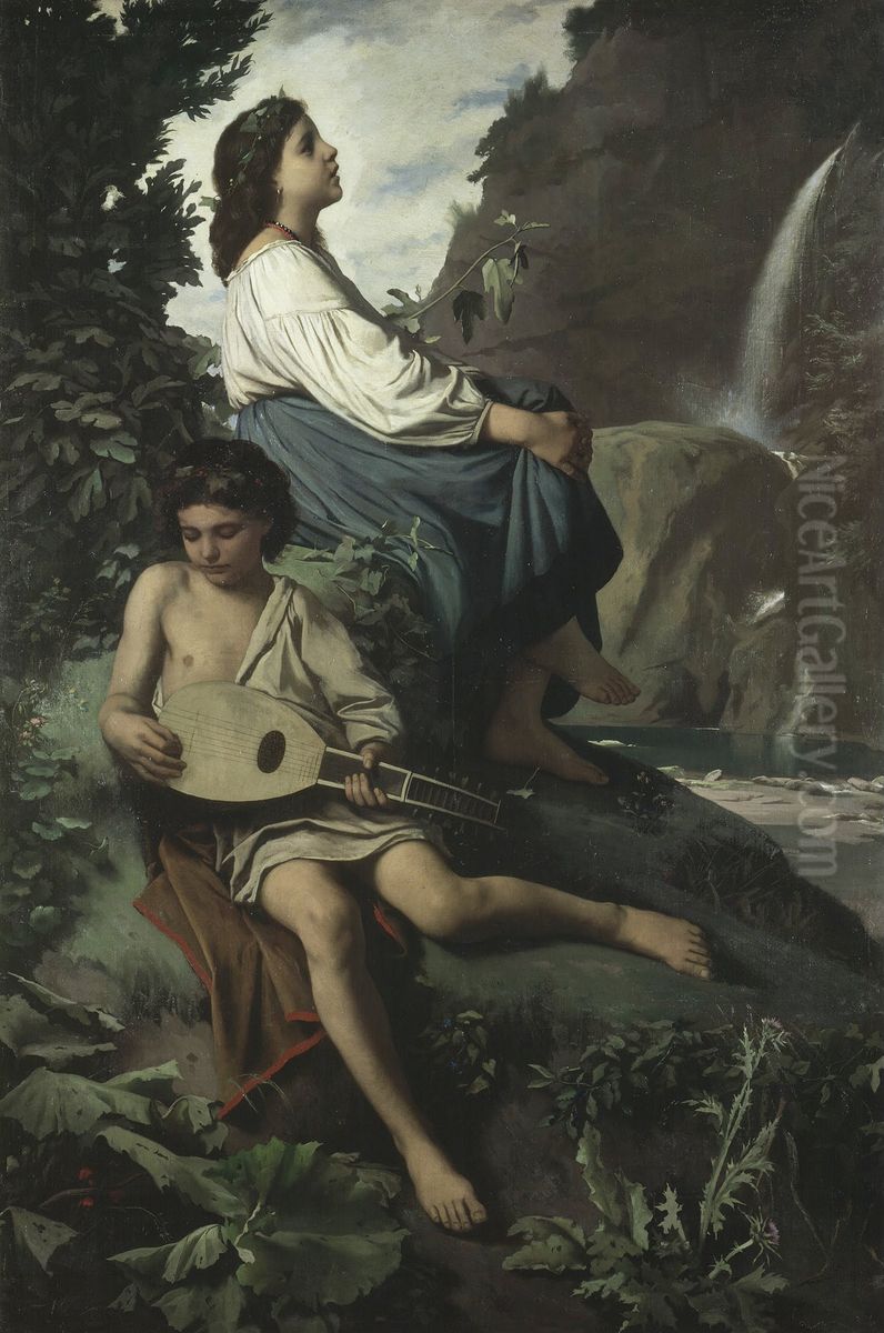 Ricordo di Tivoli Oil Painting by Anselm Friedrich Feuerbach