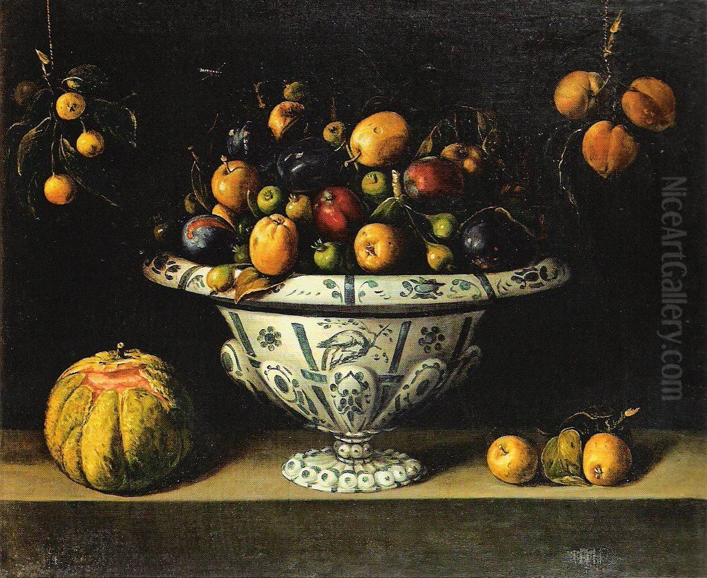 Fruit in a Faience Dish Oil Painting by Juan Van Der Hamen