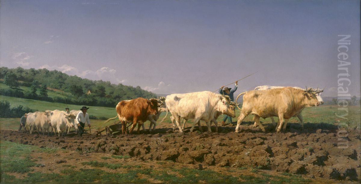 Ploughing in Nevers Oil Painting by Rosa Bonheur