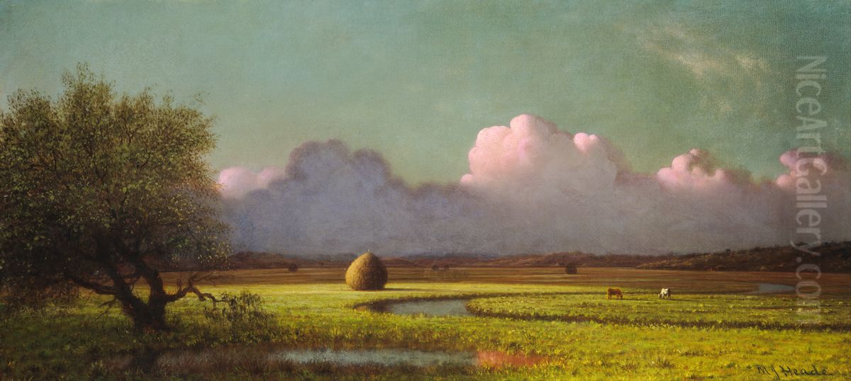 The Newbury Marshes Oil Painting by Martin Johnson Heade