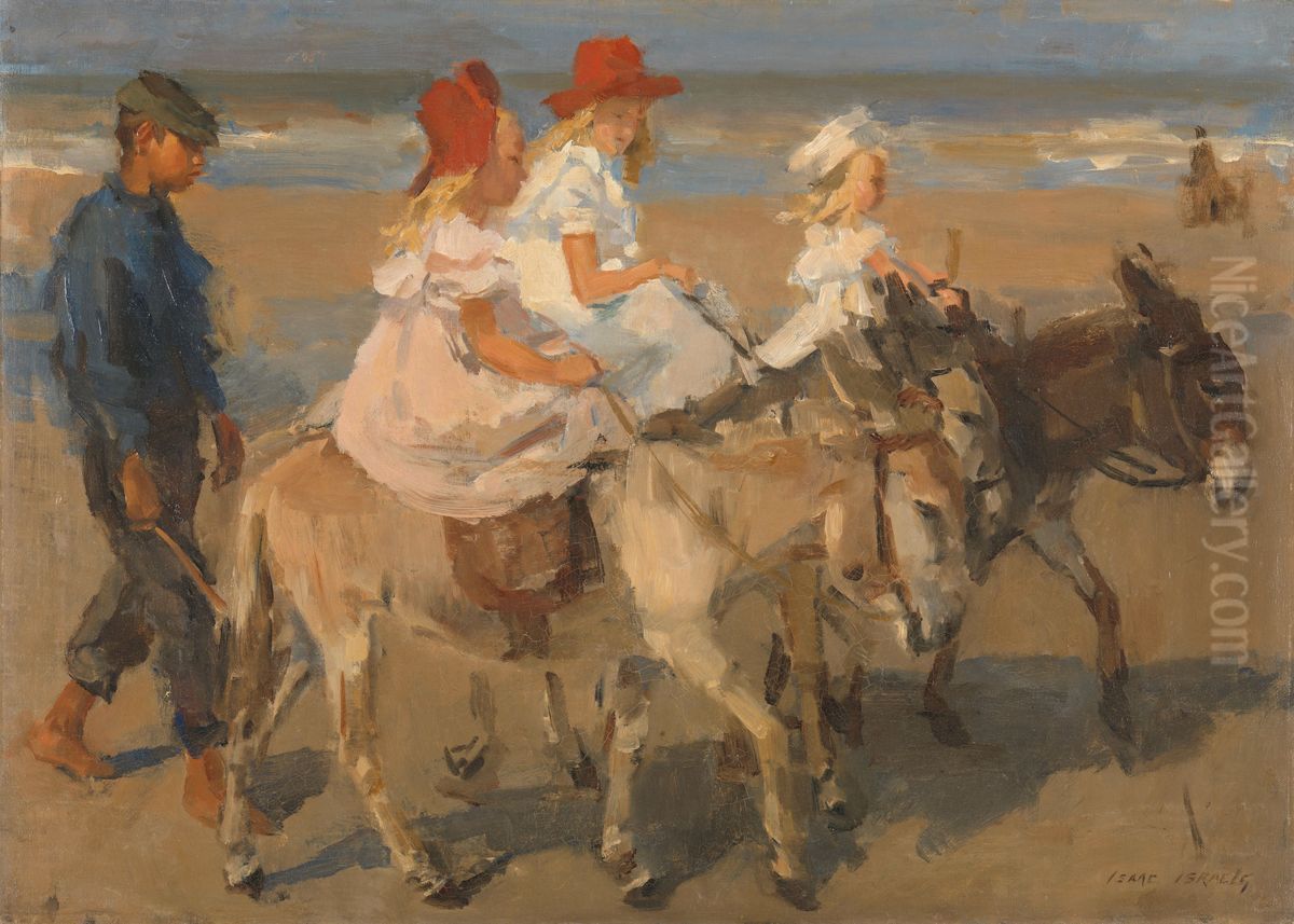 Donkey Rides on the Beach Oil Painting by Isaac Lazarus Israels