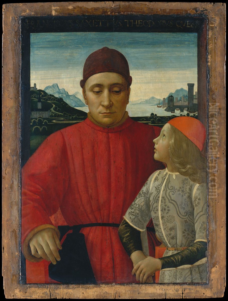 Ritratto di Francesco Sassetti con il figlio Teodoro Oil Painting by Ghirlandaio Domenico