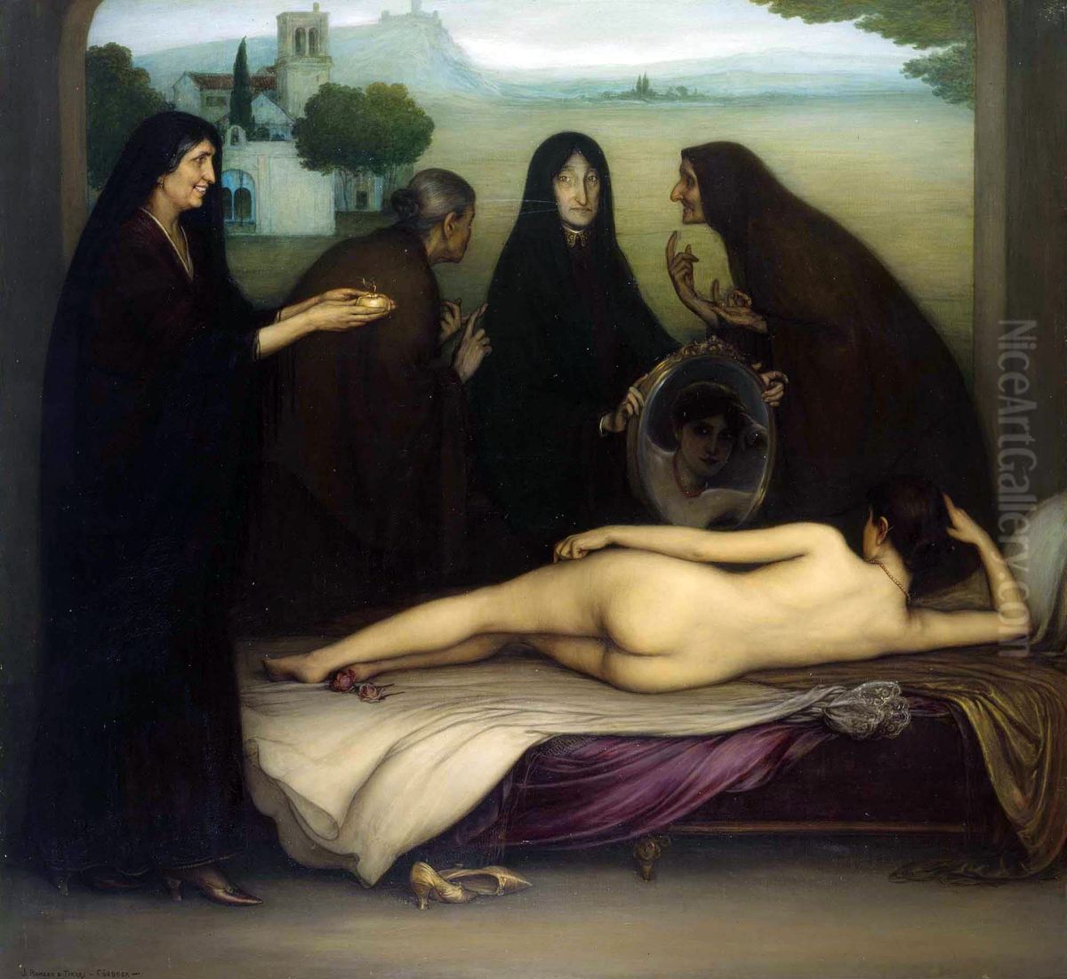 El pecado Oil Painting by Julio Romero De Torres