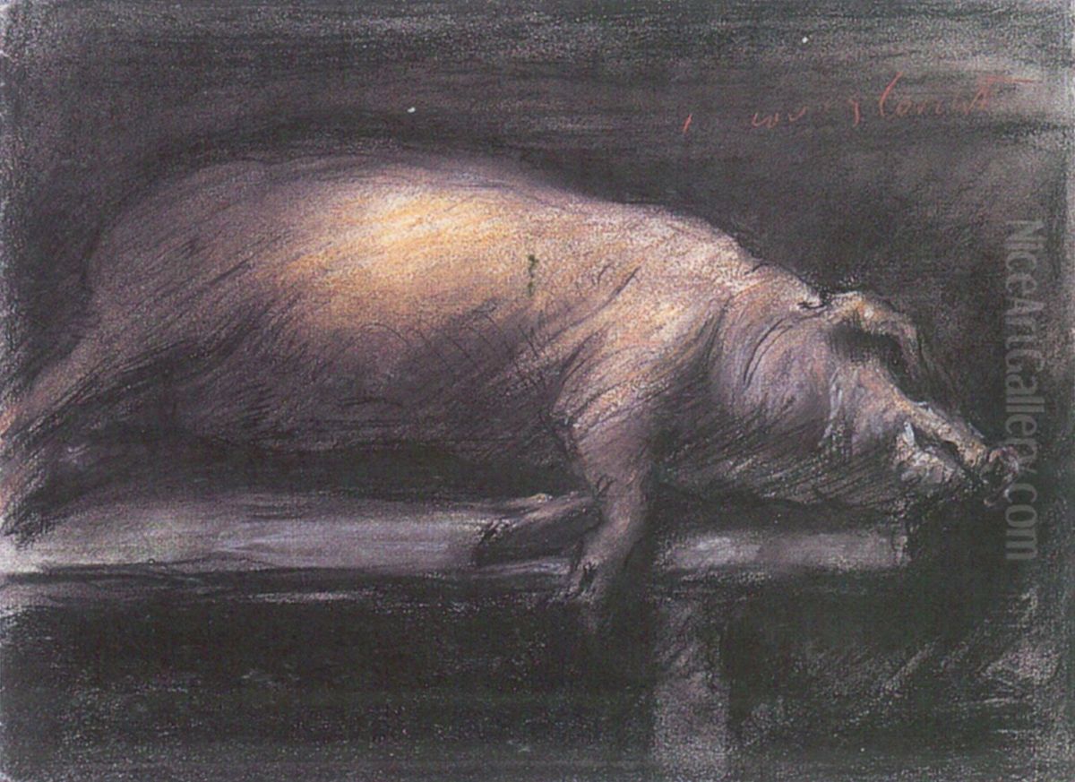 Slaughtered Pig Oil Painting by Lovis (Franz Heinrich Louis) Corinth