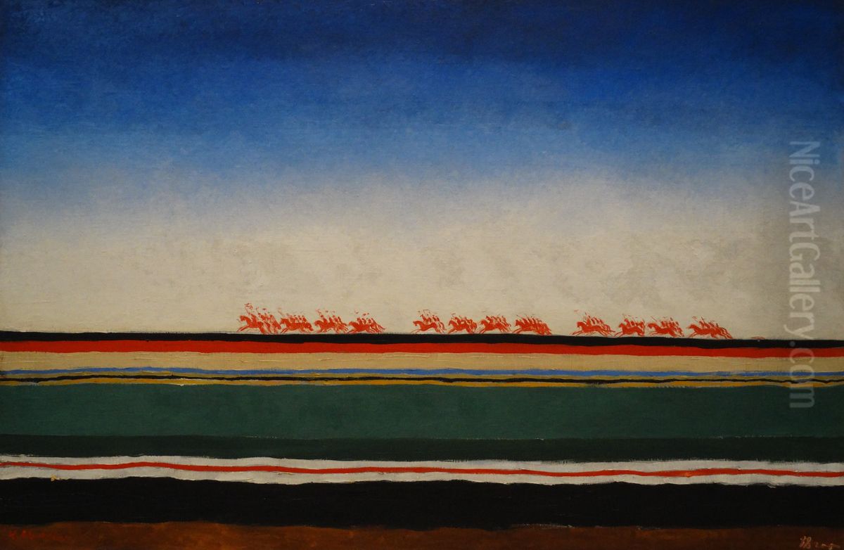 <<Skacet krasnaa konnica>> Oil Painting by Kasimir Sevrinovitch Malevich