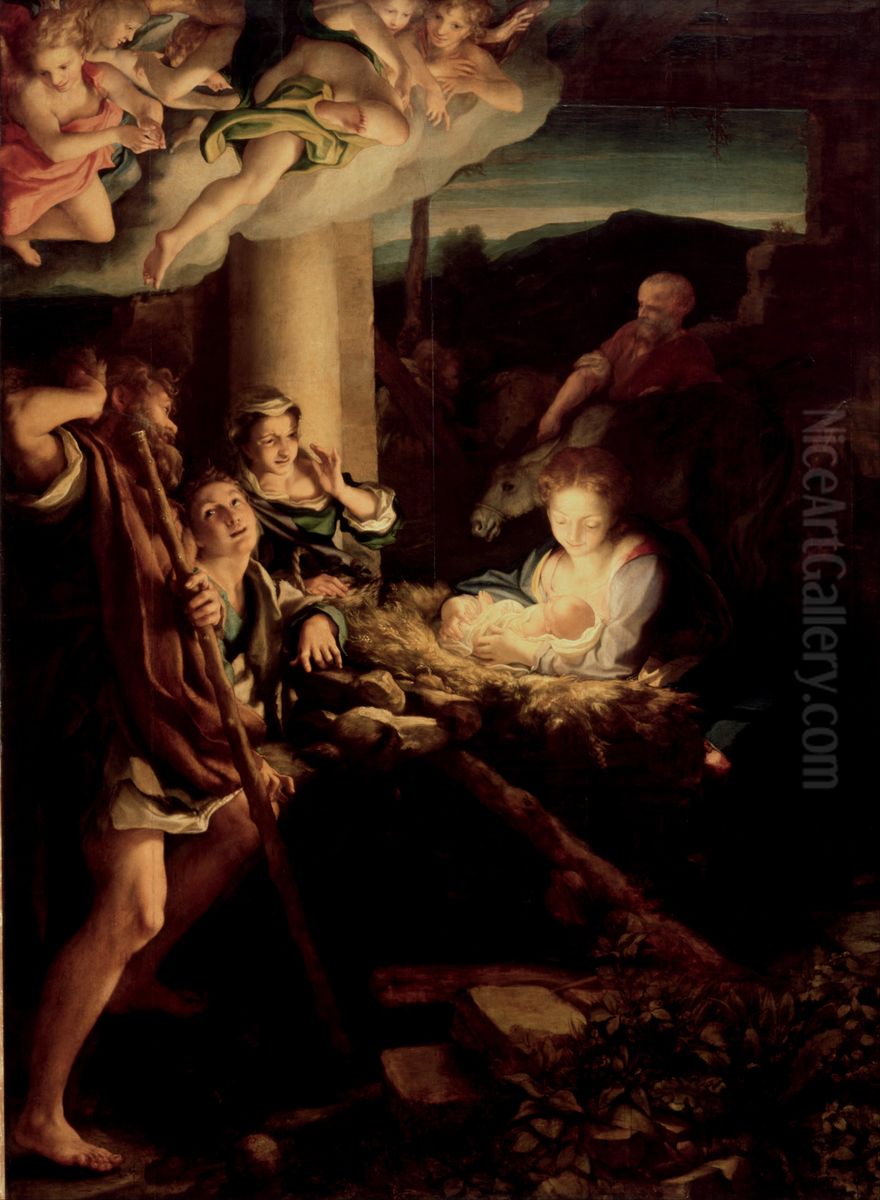 Nativity Oil Painting by Antonio da Correggio