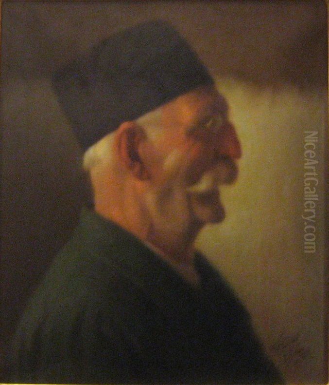 The Kamal-ol-molk (Profile portrait) Oil Painting by Kamal-ol-molk