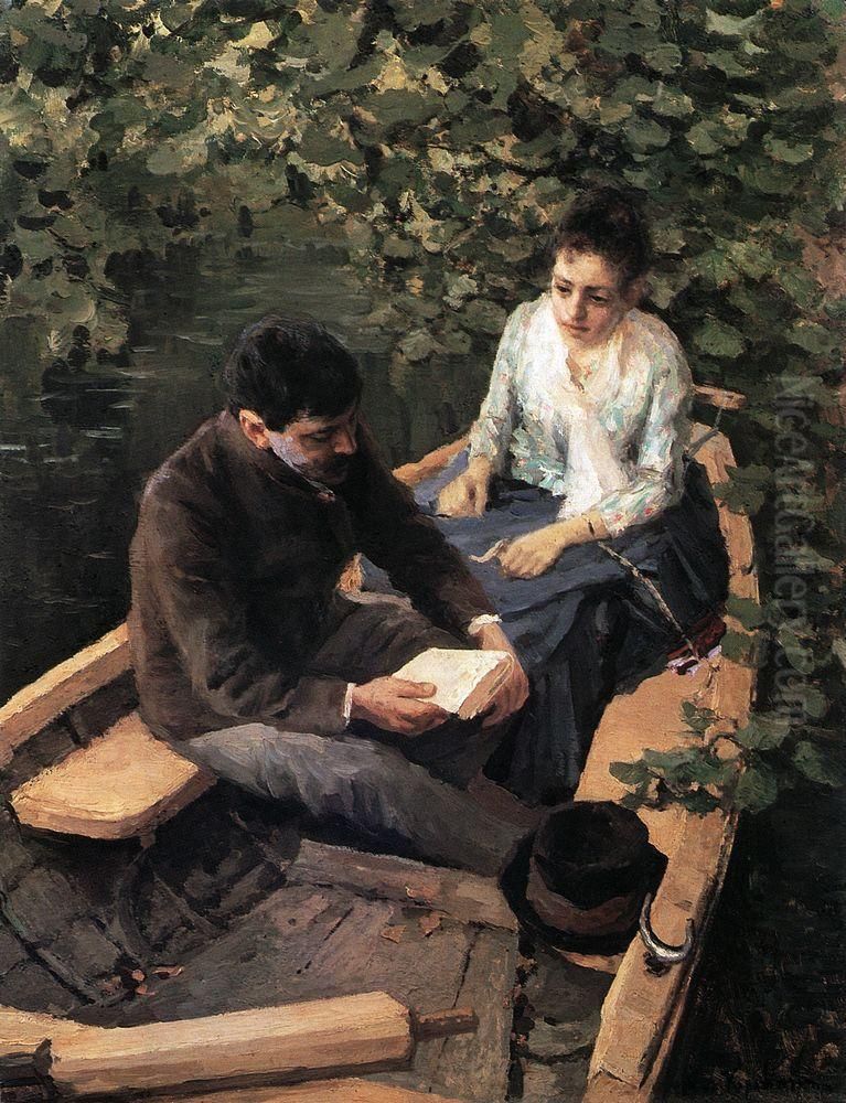 In the boat Oil Painting by Konstantin Alexeyevich Korovin