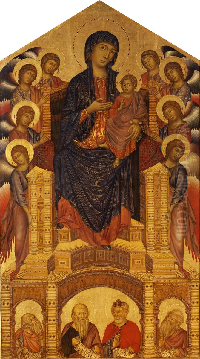 Santa Trinita Maesta (Madonna Enthroned; Madonna and Child Enthroned with Eight Angels, Santa Trinita Madonna) Oil Painting by (Cenni Di Peppi) Cimabue