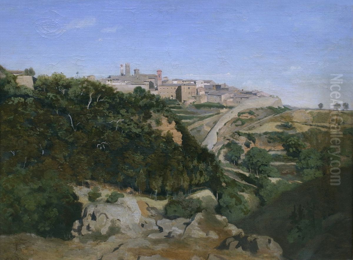 Volterra, le municipe. Oil Painting by Jean-Baptiste Camille Corot