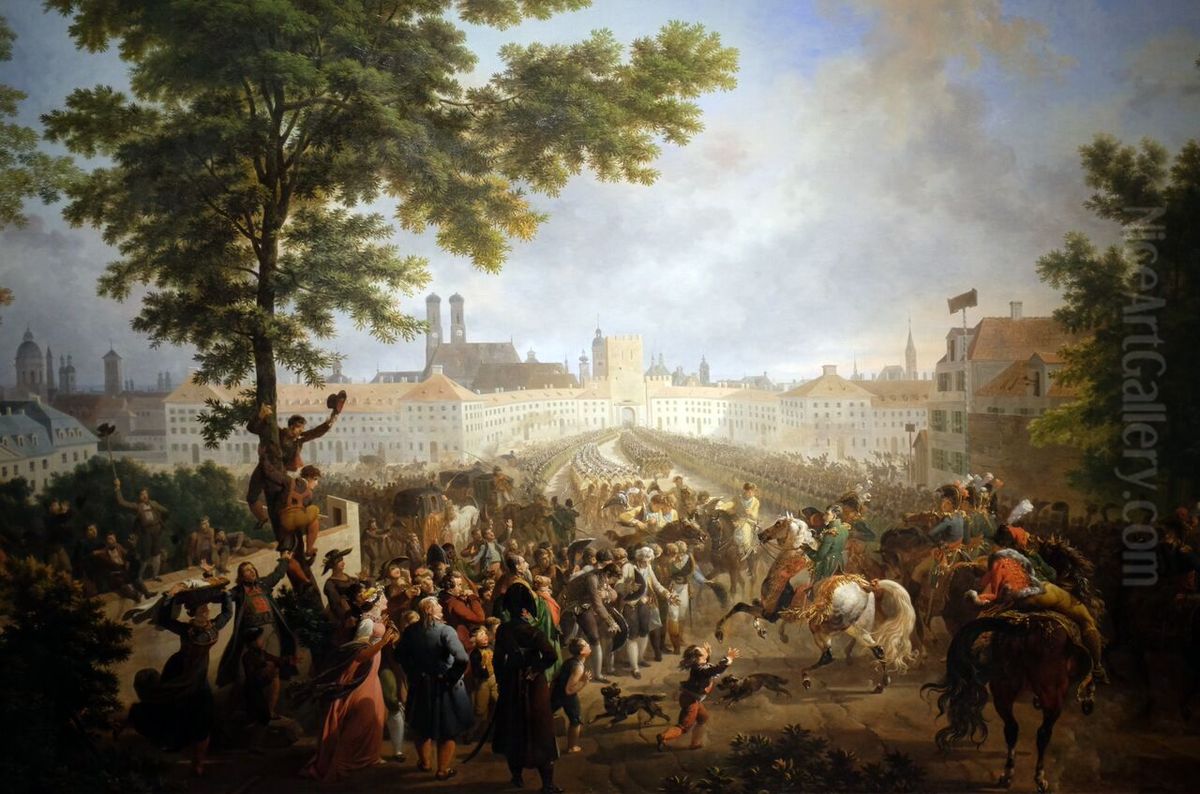 Ankunft Napoleons in Munchen am 24. Oktober 1805 Oil Painting by Nicolas-Antoine Taunay