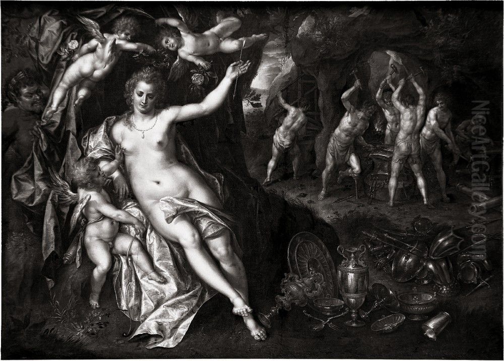 Venus at the Forge of Vulcan Oil Painting by Hendrick De Clerck