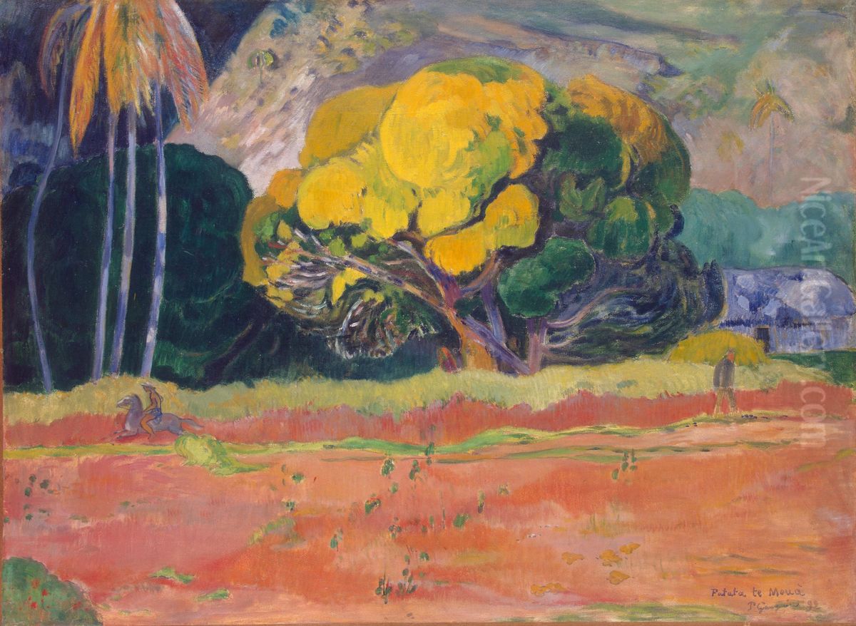 Fatata te moua Oil Painting by Paul Gauguin