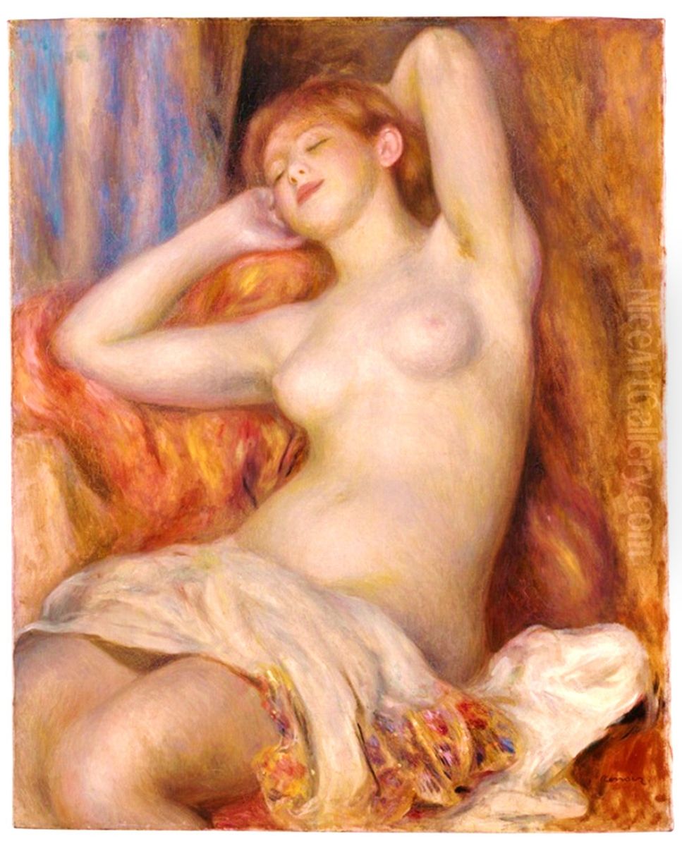 The Sleeping BatherorSleeping womanby Auguste Renoir. Oil Painting by Pierre Auguste Renoir