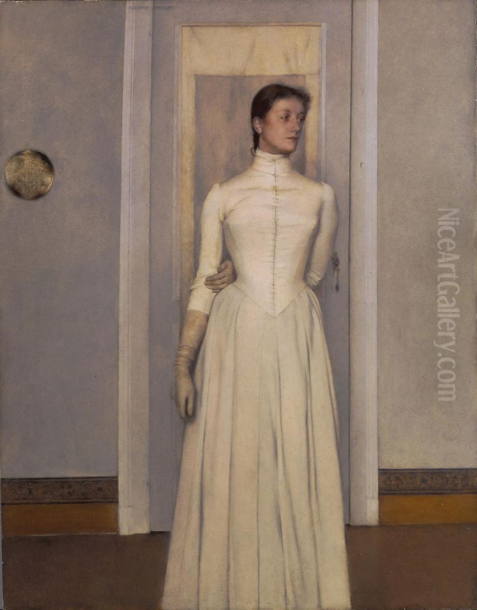 Portrait de Marguerite Khnopff Oil Painting by Fernand Khnopff