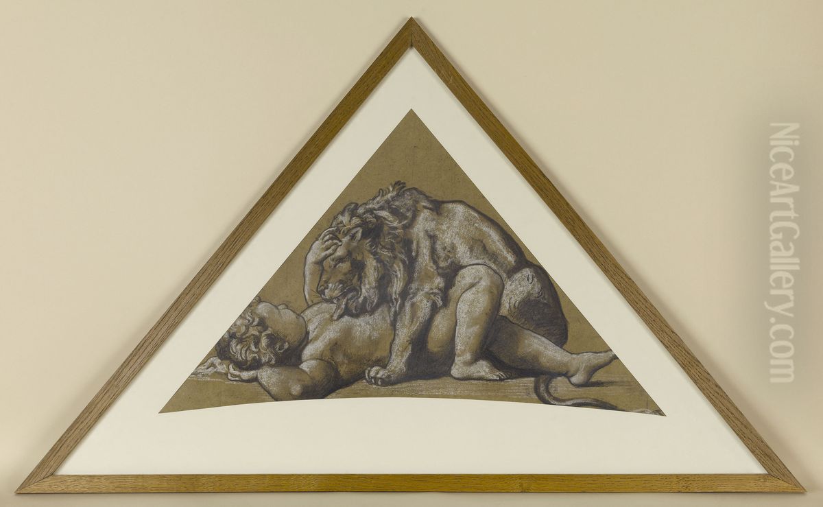 Man fights ferocious animals Oil Painting by Henri Lehmann