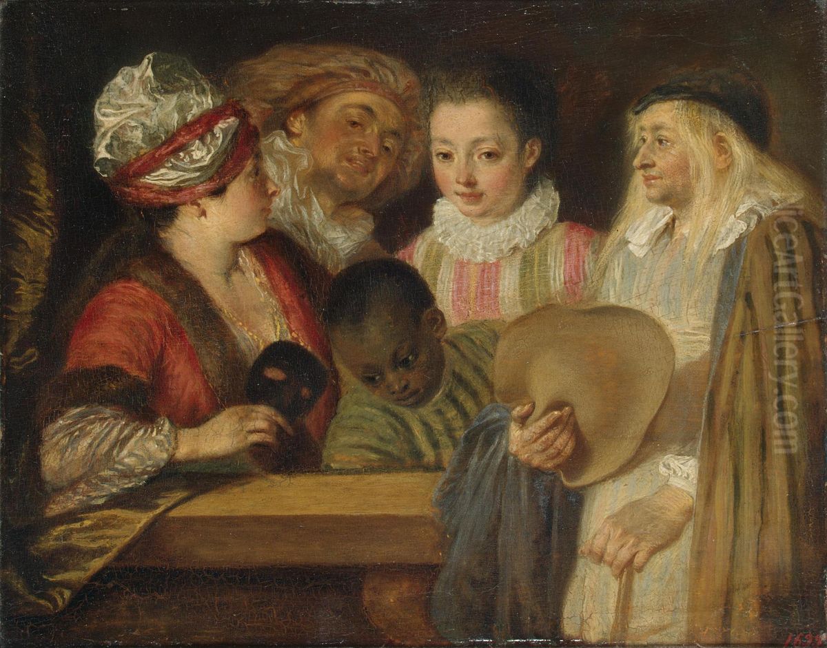 Actors of the Comedie-Francaise Oil Painting by Jean-Antoine Watteau
