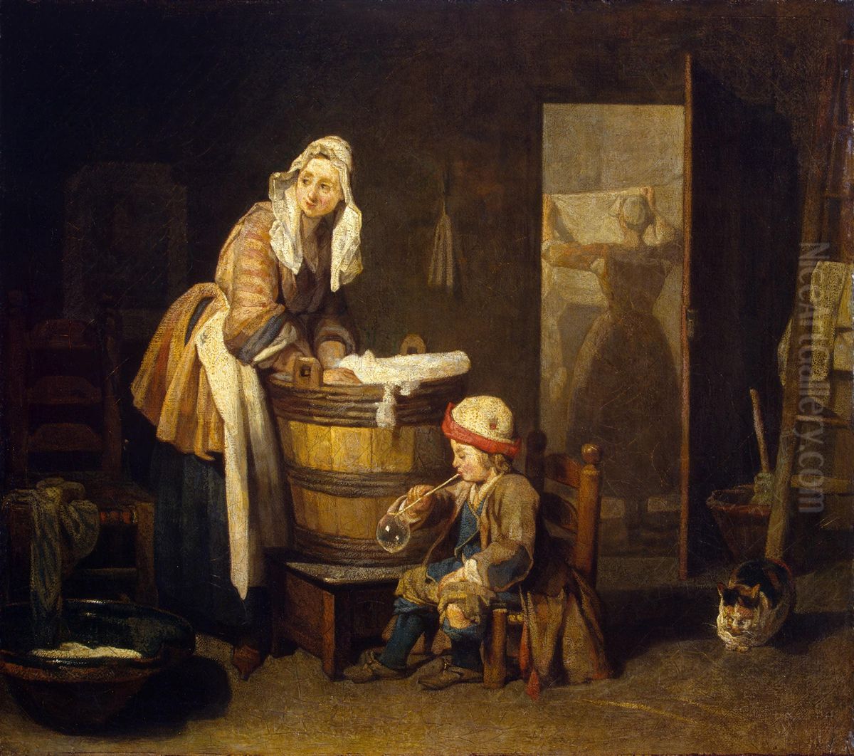 La Blanchisseuse Oil Painting by Jean-Baptiste-Simeon Chardin