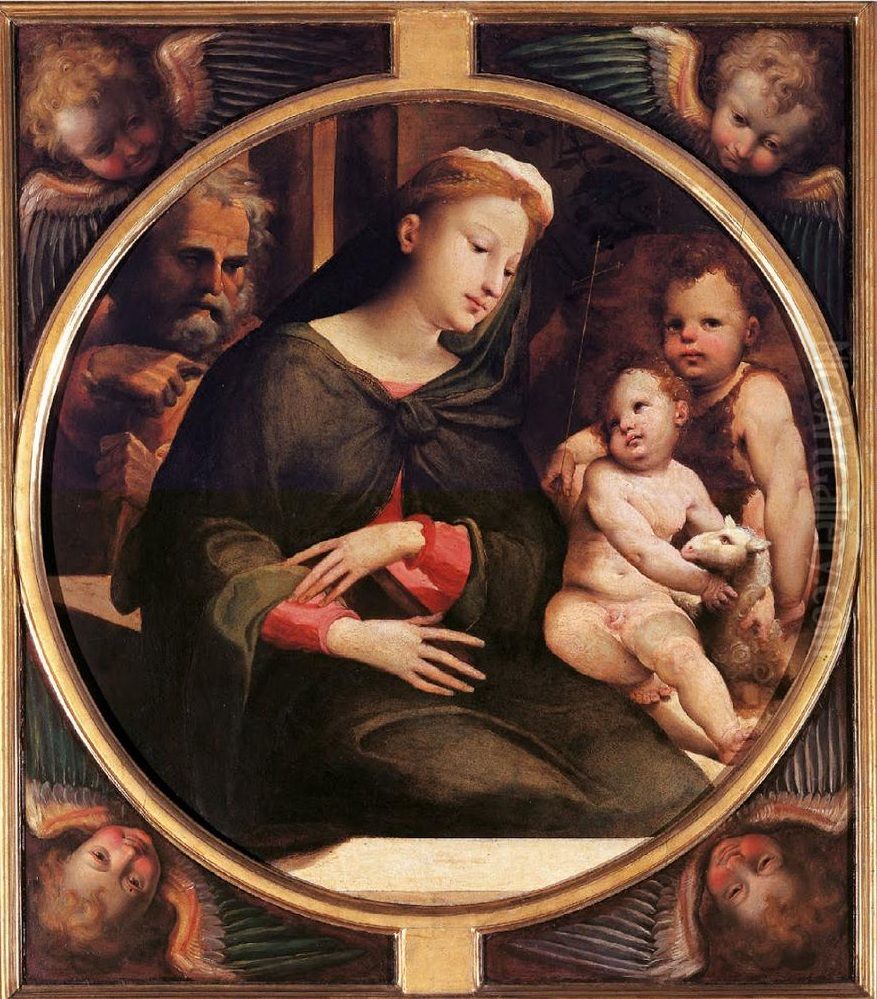 Holy Family with St. John the Baptist and Angels Oil Painting by Domenico Beccafumi