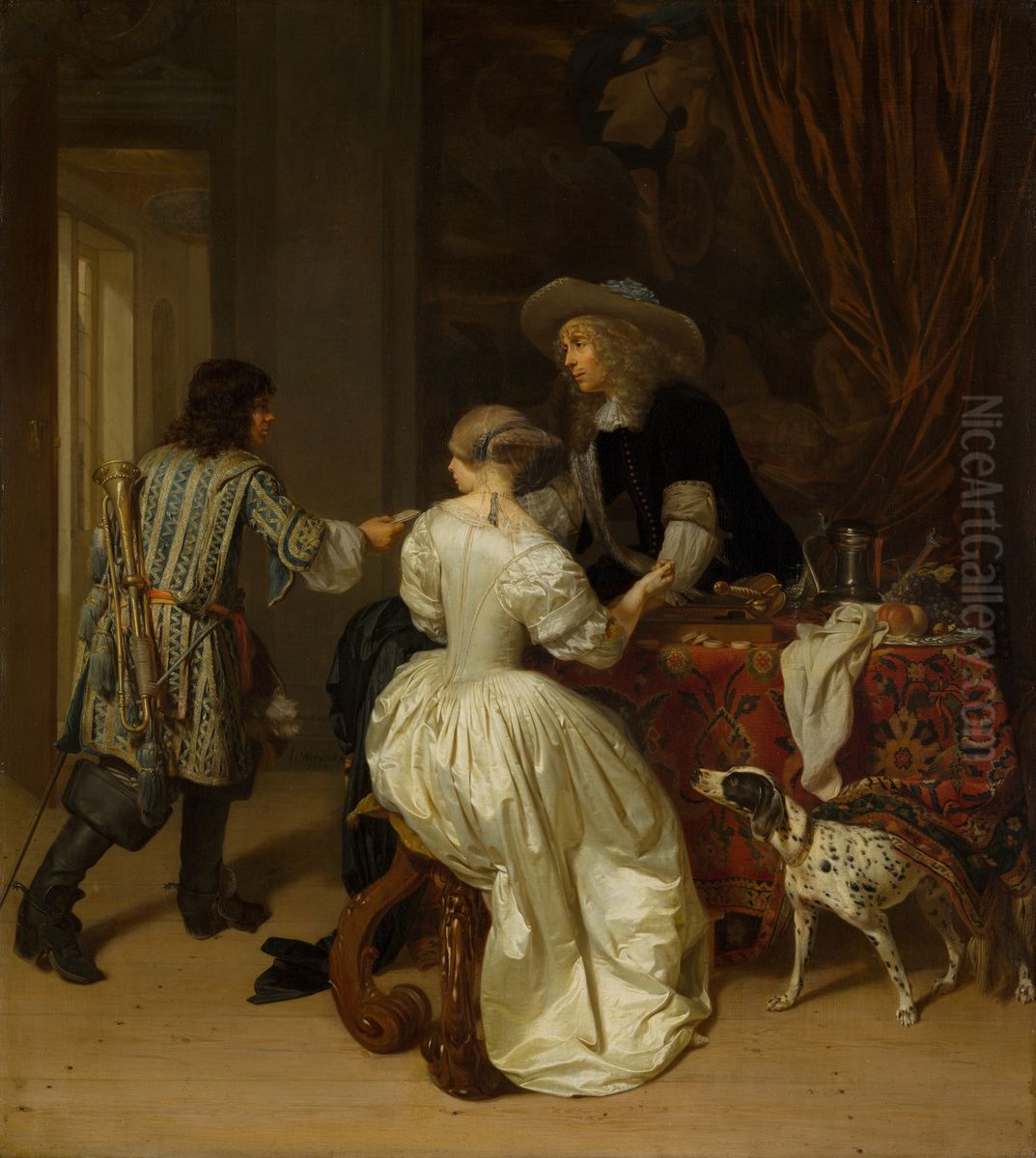 The messenger.[1] Oil Painting by Jan Verkolje