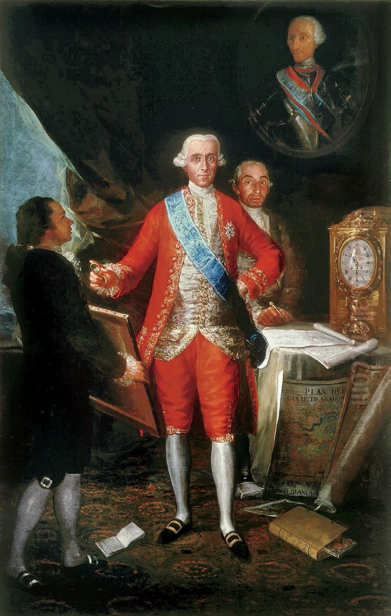Jose Monino, 1st Count of FloridablancaandFrancisco de Goya Oil Painting by Francisco Goya Fuendetodos