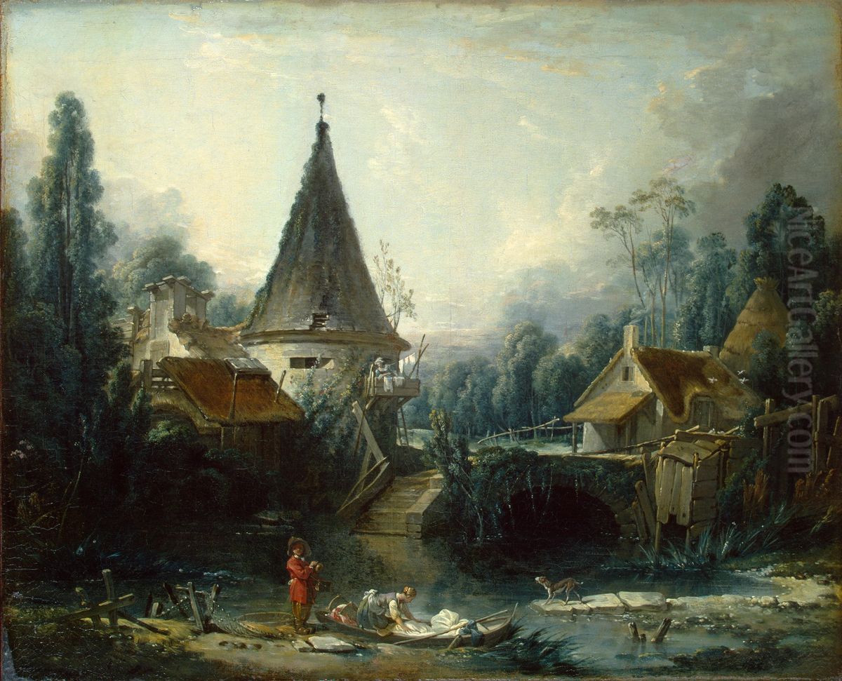 Landscape near Beauvais Oil Painting by Francois Boucher