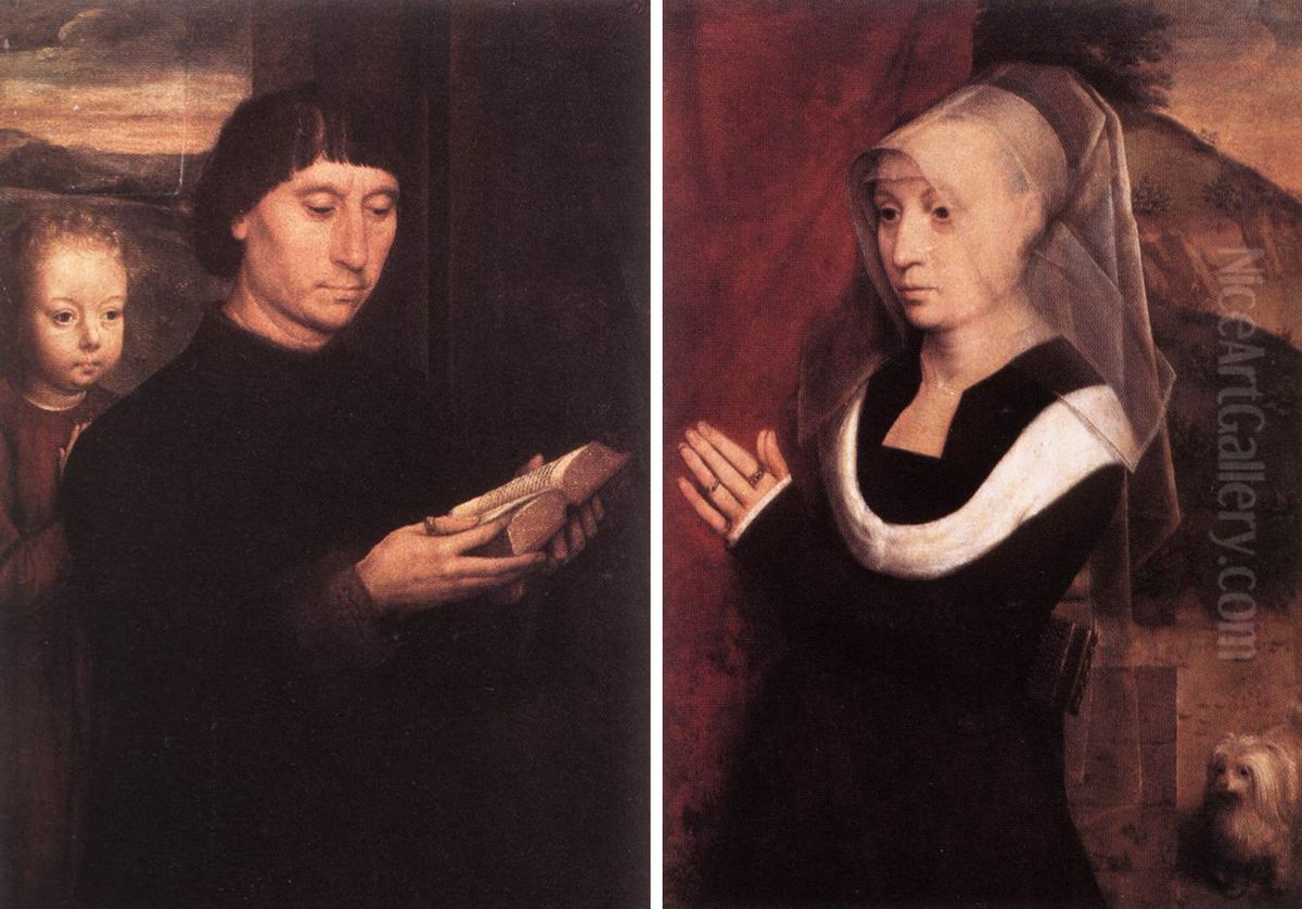 Portraits of Donors Oil Painting by (manner of) Memling, Hans