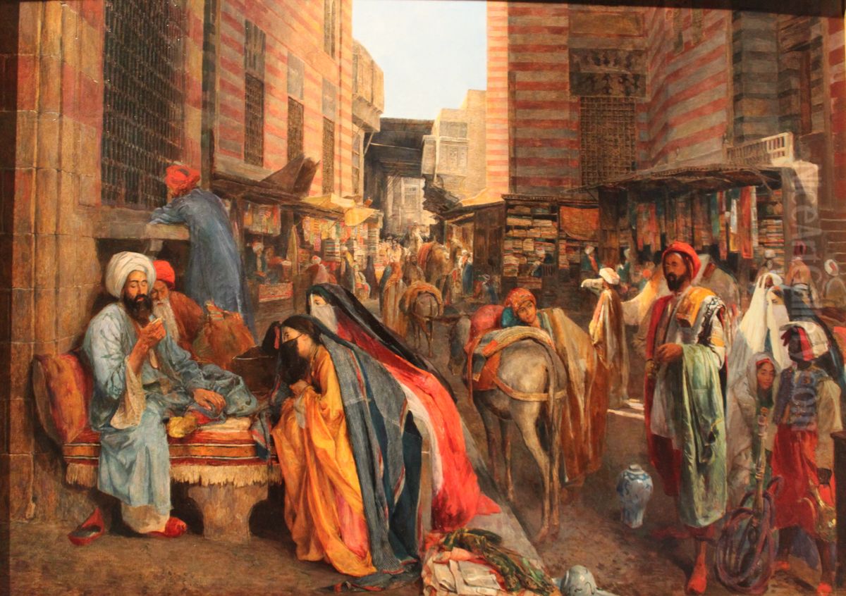 La Rue et la mosquee al-Ghouri au Caire Oil Painting by John Frederick Lewis