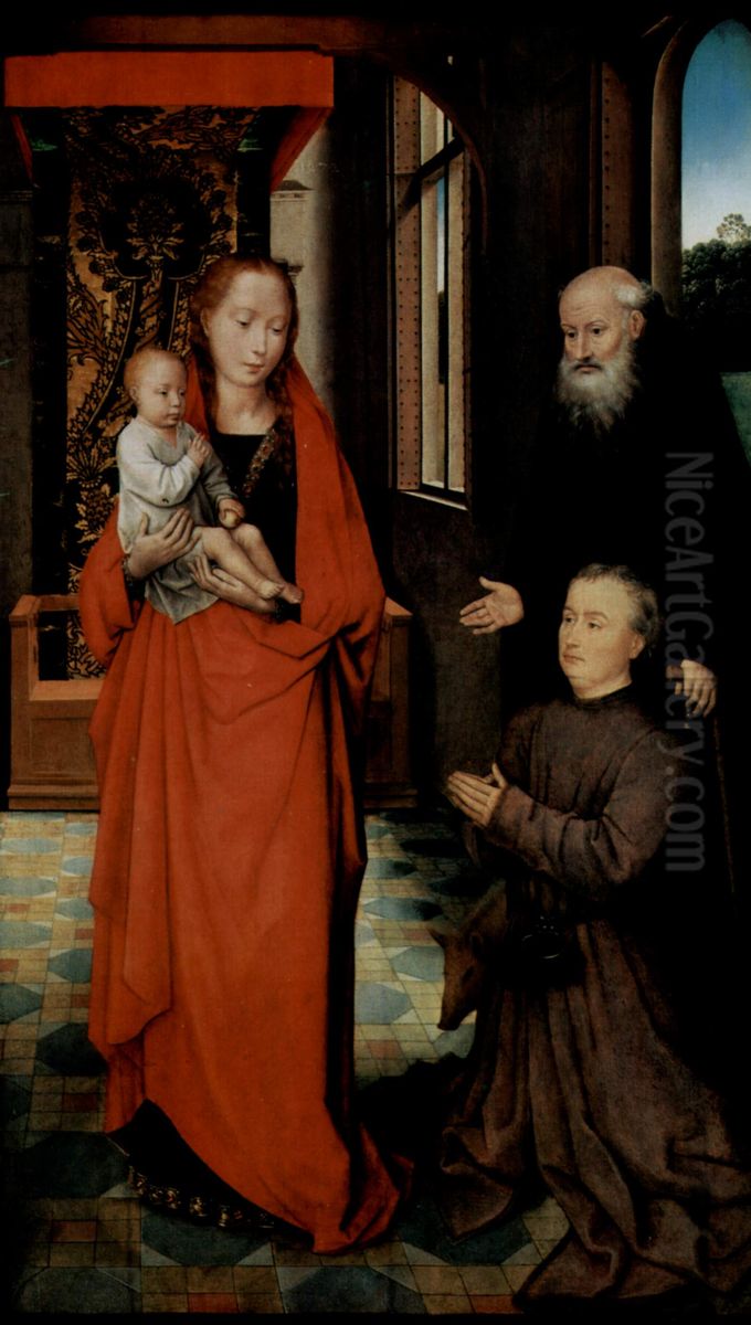 Matka Boska ze Sw. Antonim Pustelnikiem i modlacym sie fundatorem Oil Painting by (manner of) Memling, Hans