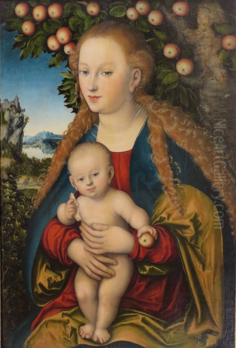 Madonna und Kind unter dem Apfelbaum Oil Painting by Lucas Cranach the Elder