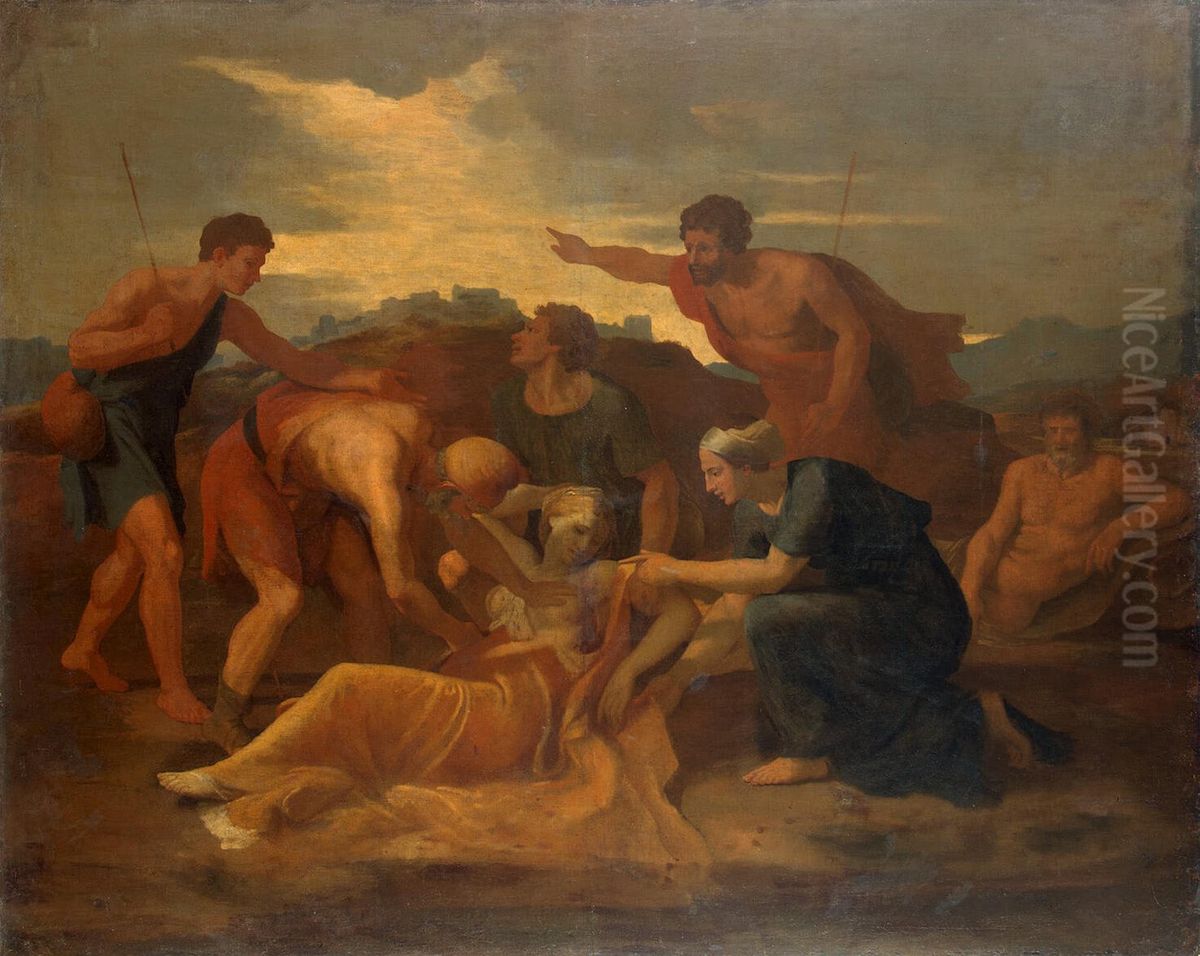 Queen Zenobia found on the Banks of theArax Oil Painting by Nicolas Poussin